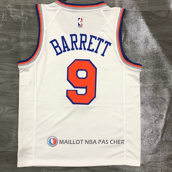 Maillot New York Knicks Rj Barrett NO 9 Association Blanc